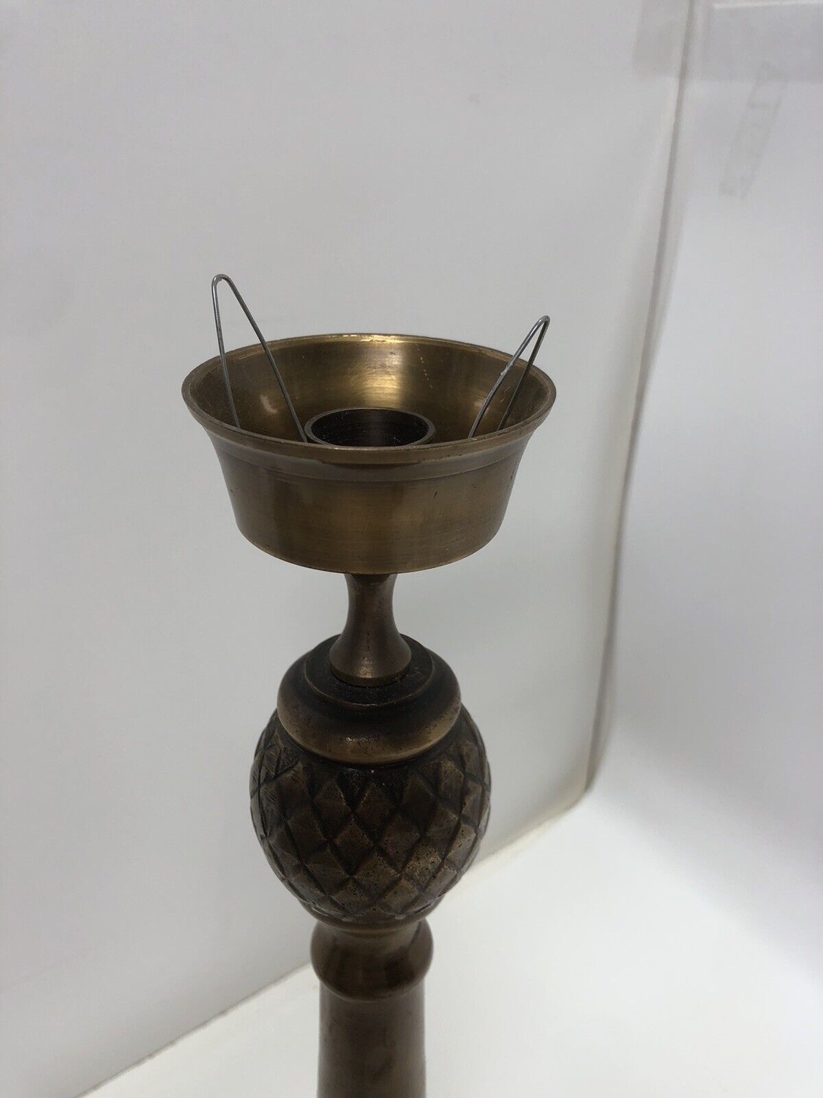 ANTIQUE COLUMN REPOUSSE CANDLE STICK HOLDER