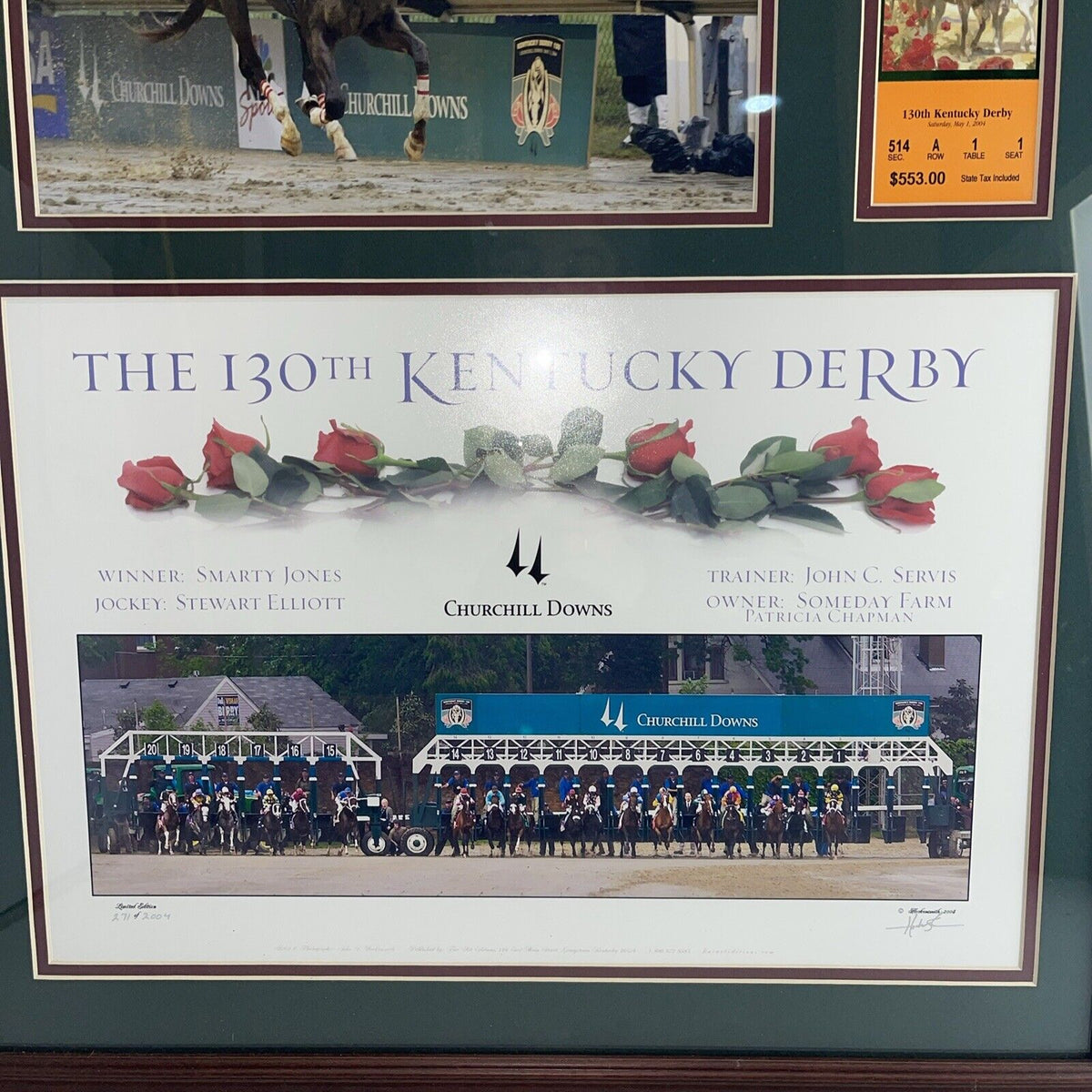 a collection of memorabilia commemorating S Jones 2004 Kentucky Derby victory