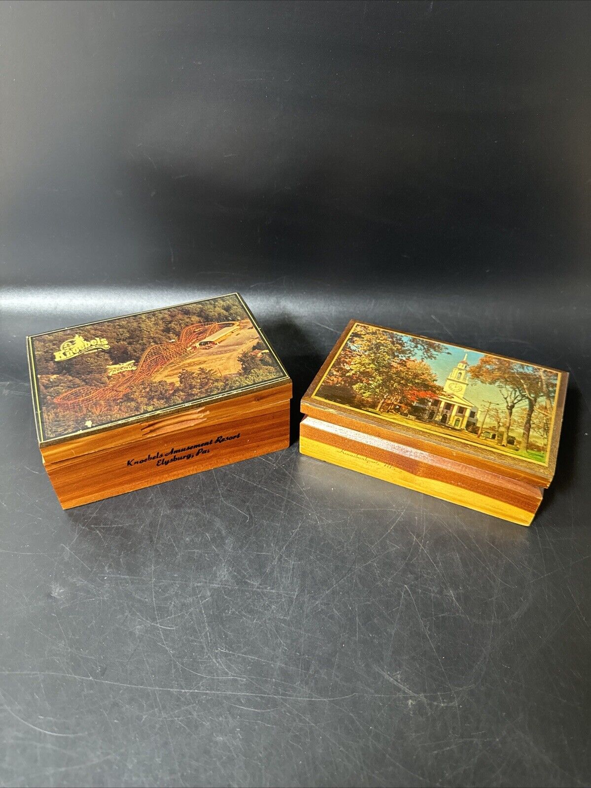 Vintage Wooden Trinket Jewelry Box/ Lot Of 2