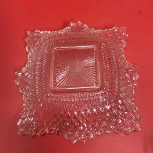 Vintage Indiana Glass Diamond Point Ruffle Edge Trinket  Candy Dishes Set 3