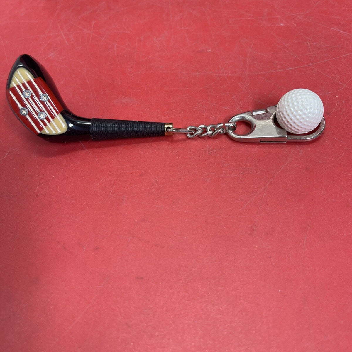 Golf Club & White Ball Keychain Key Ring Fob U Shape