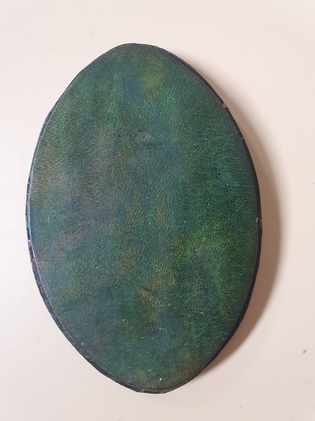 Vintage Leather Over Wood Oval Box 5.25"×3.5"