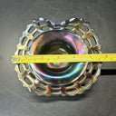 Antique Fenton Carnival Amethyst Iredescent Glass Lace Edge Woven Basket