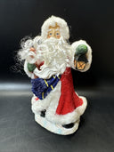 Vintage Santa Claus Victorian With Toys And Lamp 8” Tall