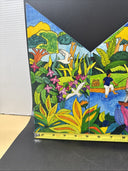 Triptych Acrylic Painting on Wood Abuelo Guarayo
