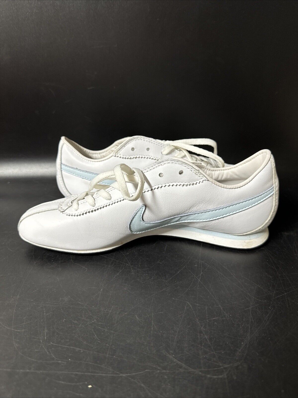 Vintage Nike Classic PA Golf White Blue Leather Womens Trainers Size 8.5