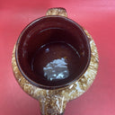 Vintage Brown Drip Pottery Bean Pot / Crock Jar with Lid 