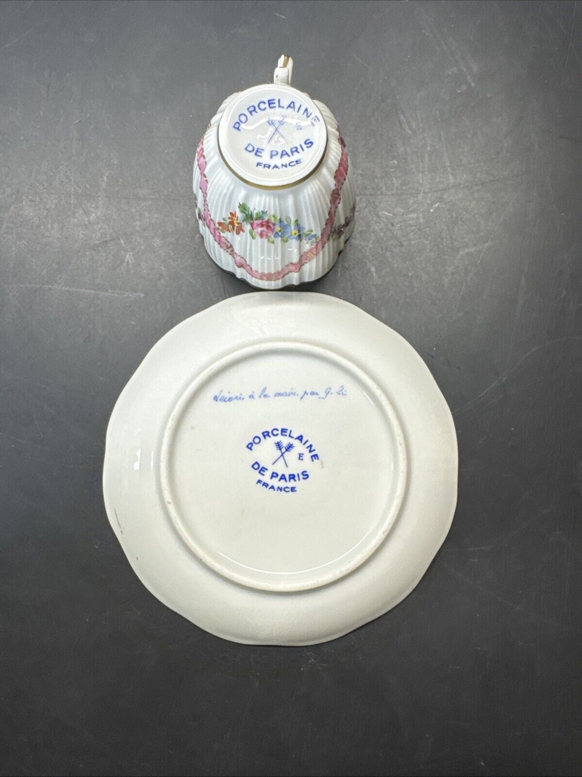 Vintage Porcelaine de Paris France Mini Cup & Saucer - Floral