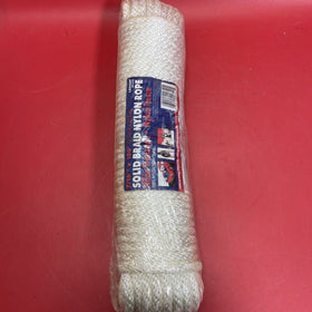 Rope Solid Braid White 7/16inx100ft 300lb Safe Workload  N14100  Lehigh Group