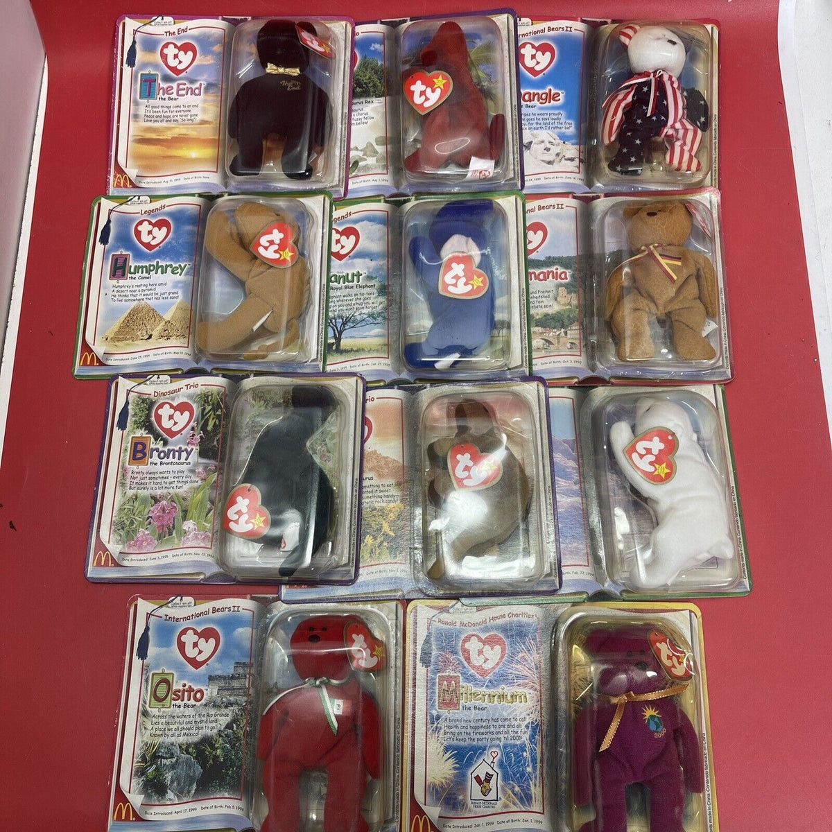 Lot of 11 McDonalds Happy Meal Beanie Babies INTERNATIONAL BEARS II