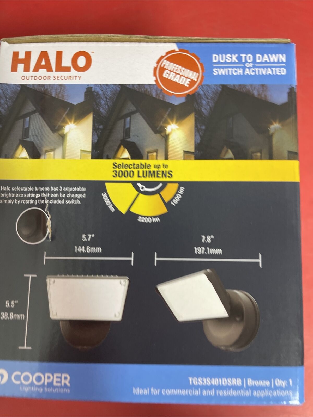 Halo Outdoor Dusk-to-Dawn LED Floodlight Fixture 120-Watt Bronze TGS3S401DSRB 