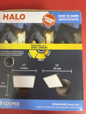 Halo Outdoor Dusk-to-Dawn LED Floodlight Fixture 120-Watt Bronze TGS3S401DSRB 