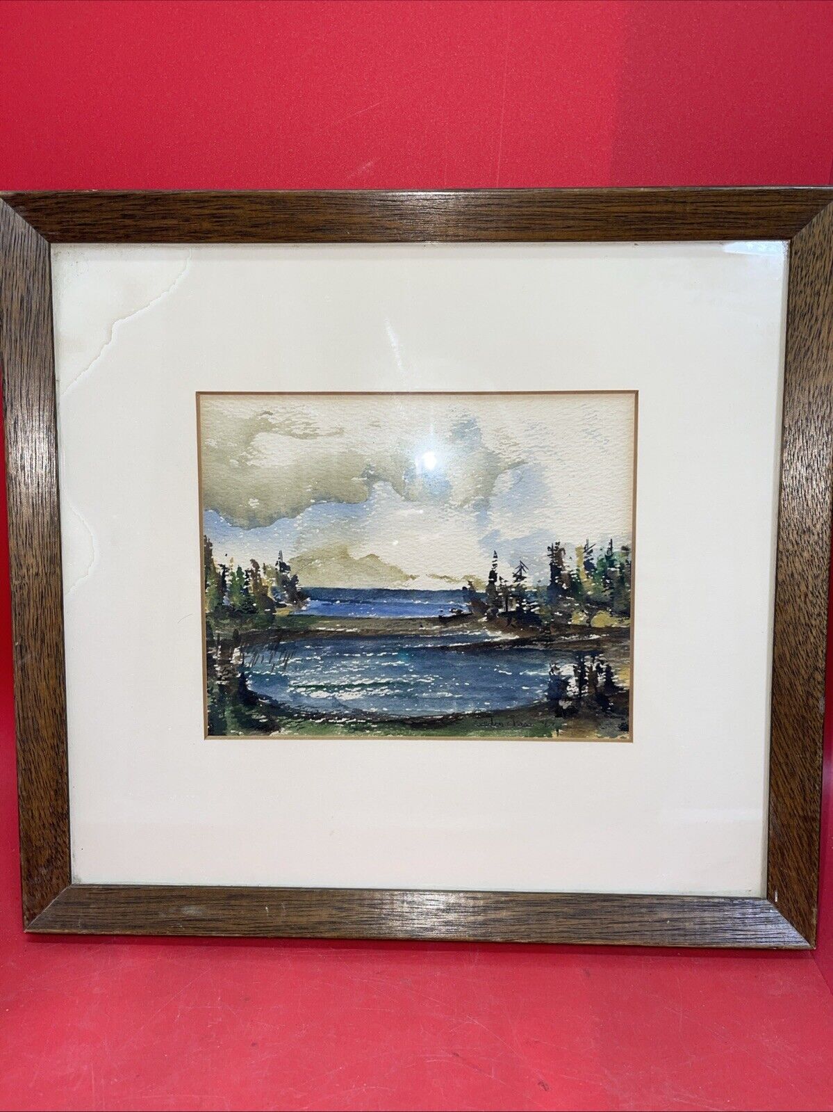 Painting By Gordon Chase Rocks & Sea  1967  OG Watercolor 6”x7”