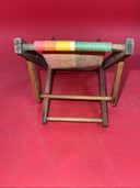 Vintage Doll Beach Chair Adjustable Folding Wood Striped Fabric Stain