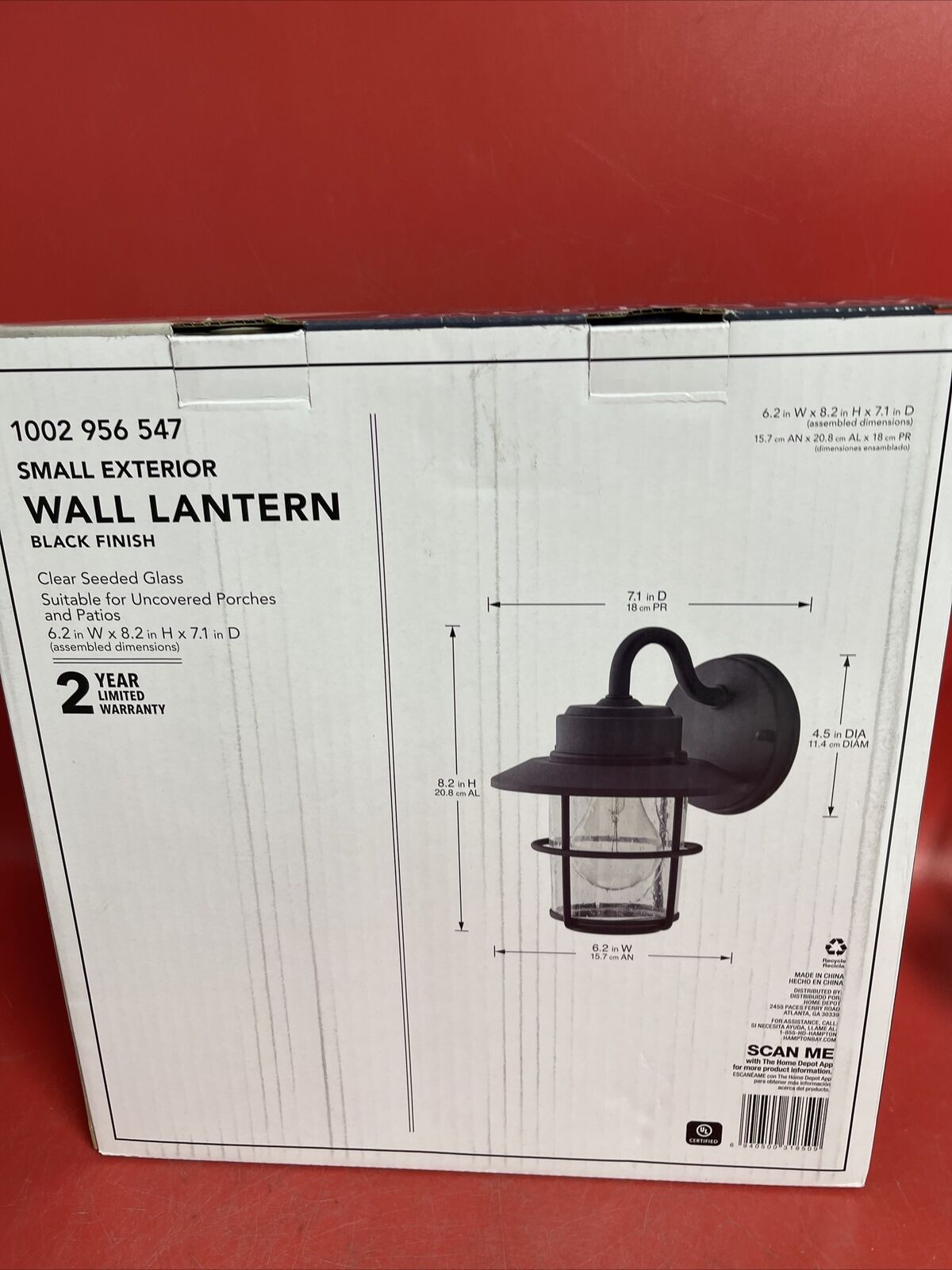 Hampton Bay 1-Light Black Outdoor Wall Lantern Sconce (2-Pack)