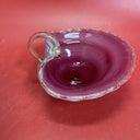 Vintage Italy Hand Blown Pink Swirl Glass Gold Fleck Nappy Dish
