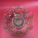 Vintage Green Glass Double Handle Plate & Candy Vase Green