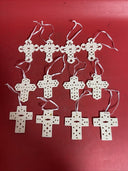 Vintage  Porcelain Cross Christmas Ornament Lot 12