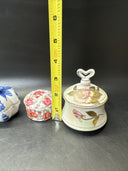 Vintage Ceramic Porcelain Trinket Dish with Lid/ Lot Of 4