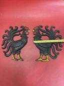 Vintage Wilton Rooster Painted Cast Iron Metal Wall Hanging  ~ Mid Century