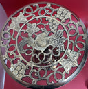 Vintage Brass Effect Metal Fretwork Plant Stand 17.5”