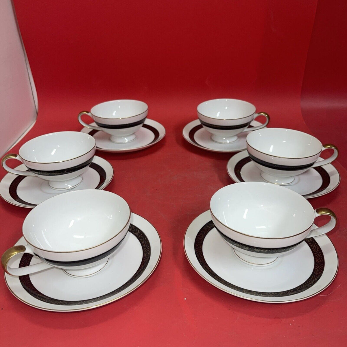 MIKASA Fine China NARUMI "Plaza" 6 CUPS & 6 SAUCERS