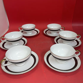 MIKASA Fine China NARUMI "Plaza" 6 CUPS & 6 SAUCERS