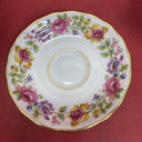 VINTAGE OLD ROYAL ENGLAND SWANSEA ROSE FLORAL CUP & SAUCER SET GOLD TEACUP