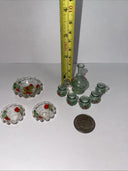 Antique Miniature Dollhouse Glass Bowl Lot 3 & US ZONE  Decanter & 5 Cups