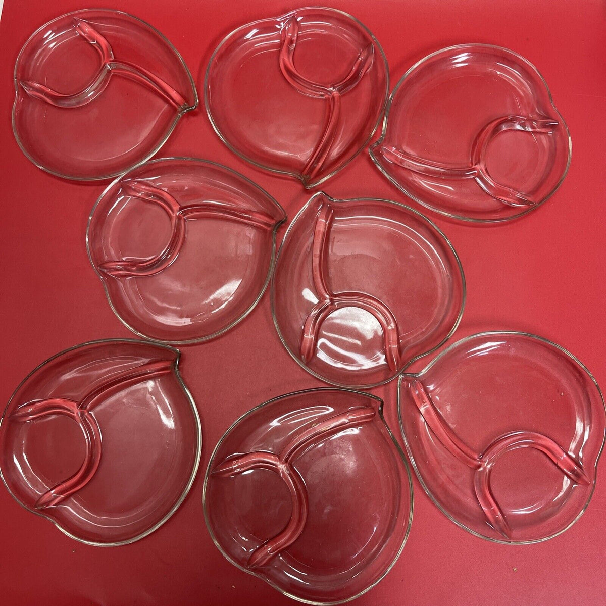 Vintage Peach Fruit Shape Clear Glass Snack/Sauce Dishes ~ Set of 8