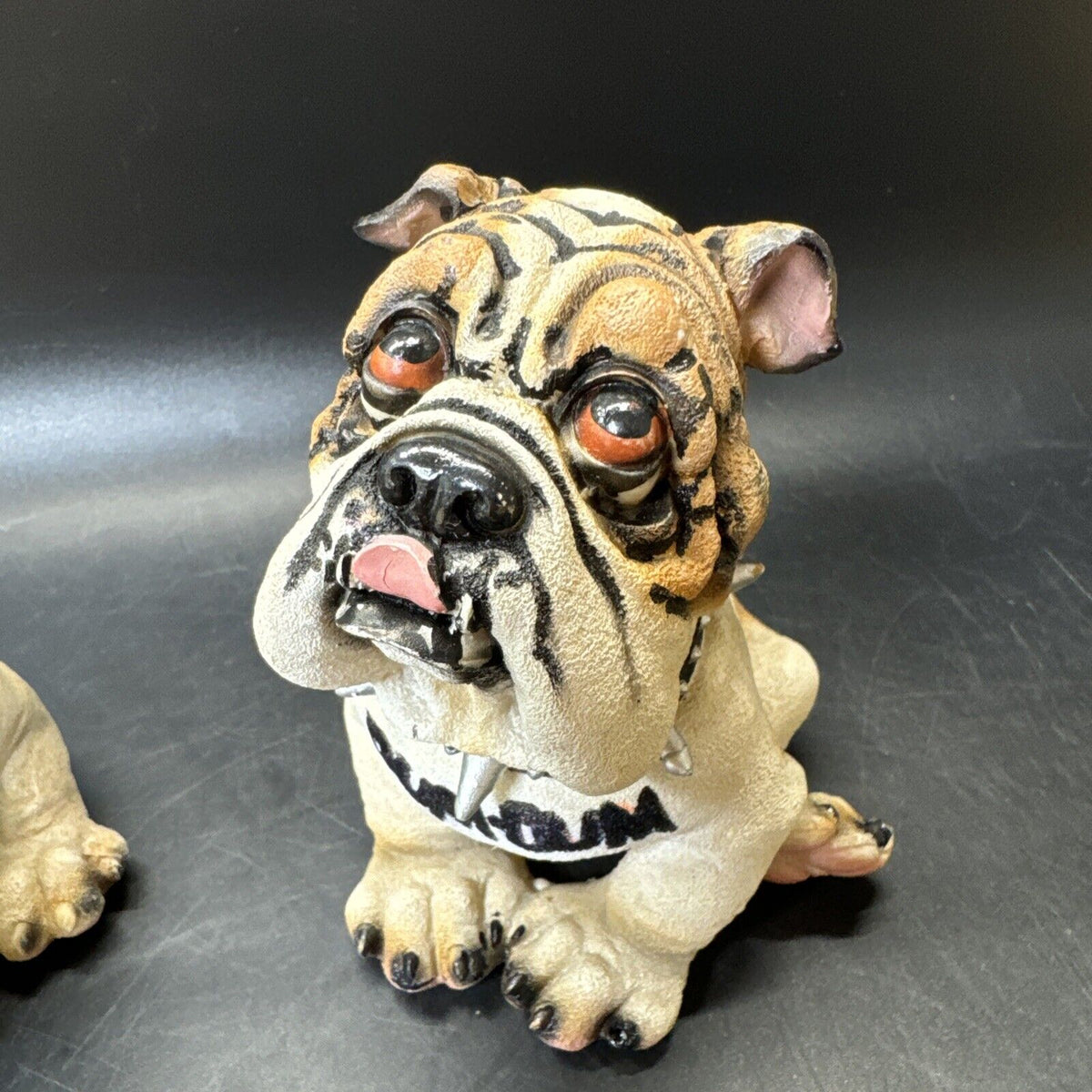 Bulldog Figurine with Spike Collar 4.5"/ Set Of 2