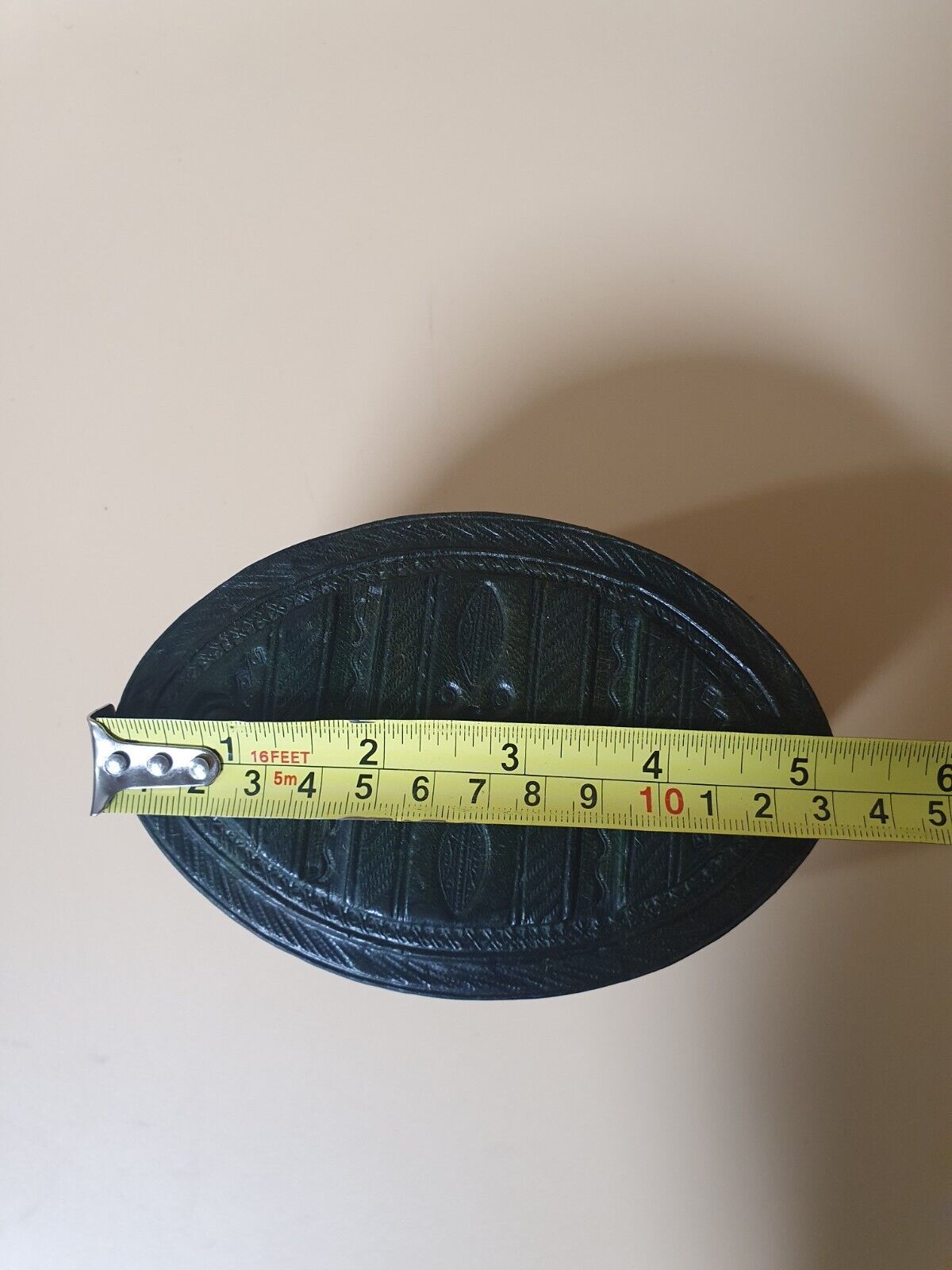 Vintage Leather Over Wood Oval Box 5.25"×3.5"