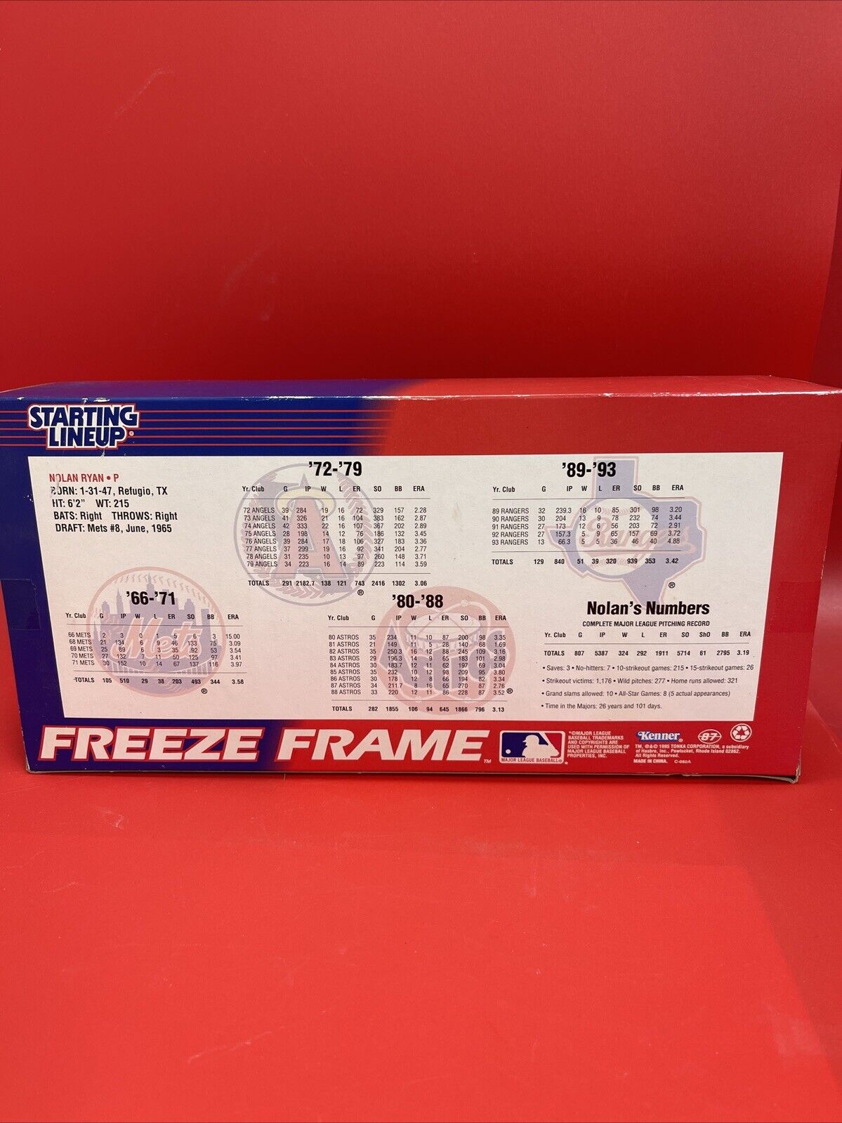 Nolan Ryan Collector Club Special Edition Starting Lineup FREEZE FRAME No. 68859