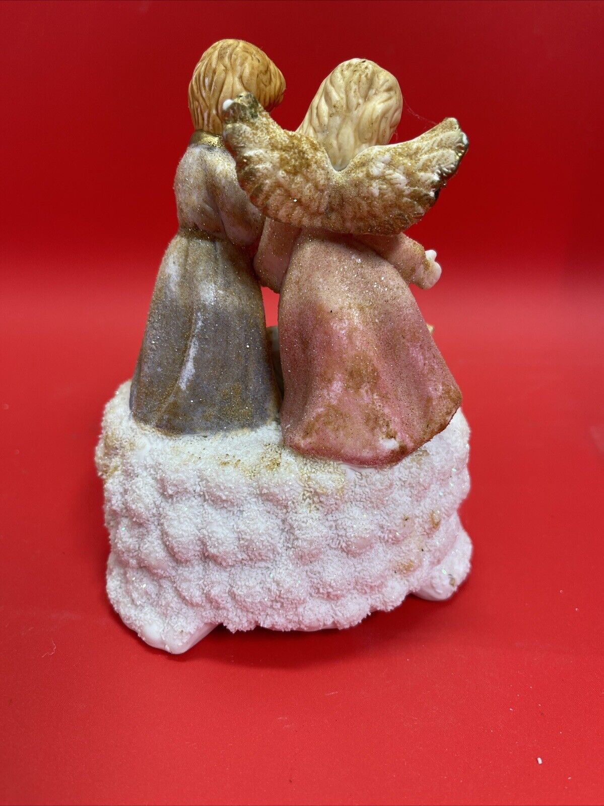 Very Pretty Angel w/ Baby Jesus & Children Music Musical Figurine