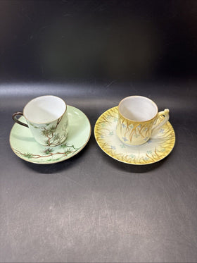 Vintage Mini Cup & Saucer Floral/ Set Of 2