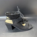 Time And Tru Black Strappy Heeled Sandals Size 7.5 Lace Up