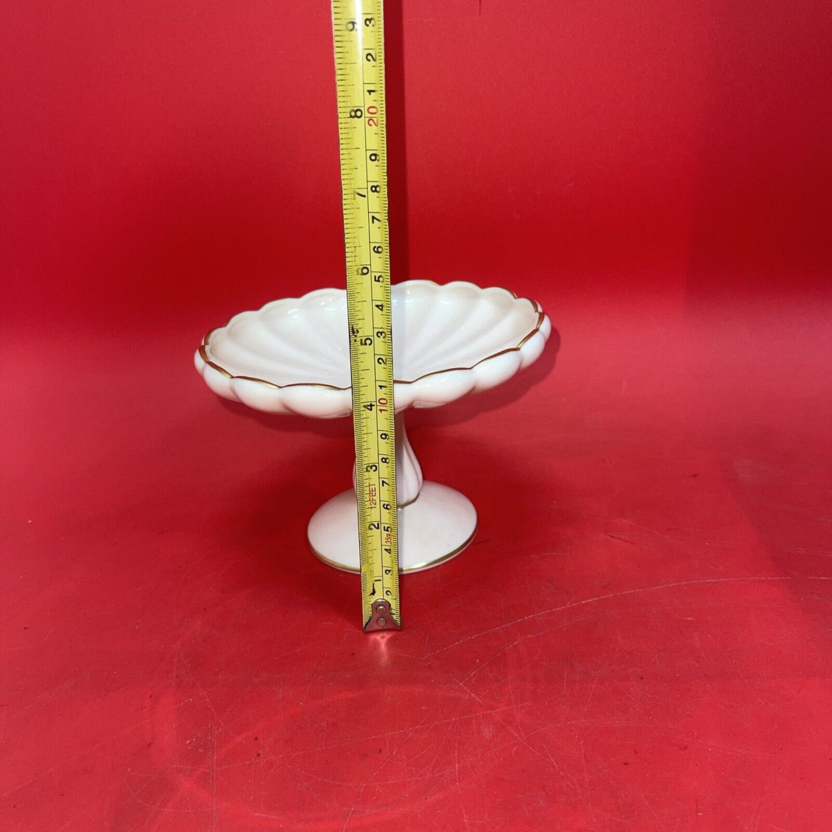 Lenox Ivory Double Leaf Candy Dish Bowl &  Ivory Pedestal Candy Dish Gold Trim