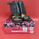 Qupid Kendall Black Brown Wedge Sandals Women’s 7.5 WITH BOX