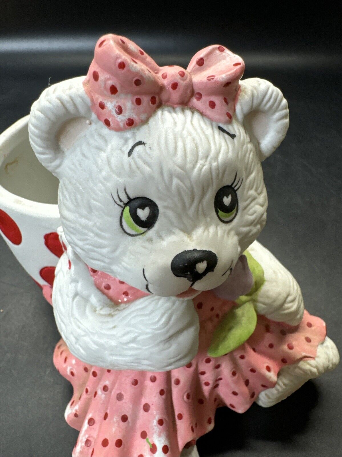 Vintage Teddy Bear And Bunny Pottery Ceramic Planters Set