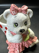Vintage Teddy Bear And Bunny Pottery Ceramic Planters Set