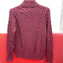 Polo Ralph Lauren Sweater Mens M  Maroon Cable Knit Cotton Quarter Zip Pullover