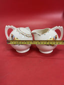Vintage Set 2  Crooksville China Co. Petit Point Sugar Bowl & Creamer