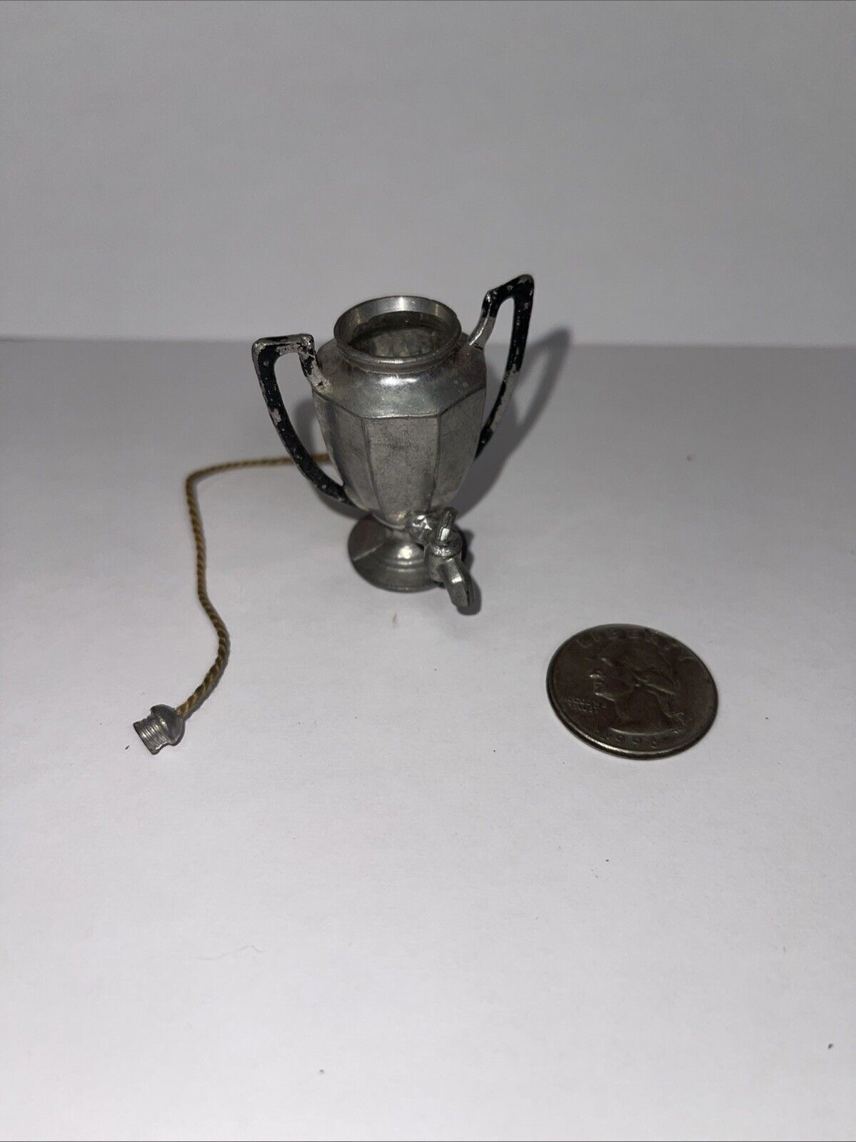 Antique German Dollhouse Gerlach Metal Teapot and Accessories 1:12 Miniature