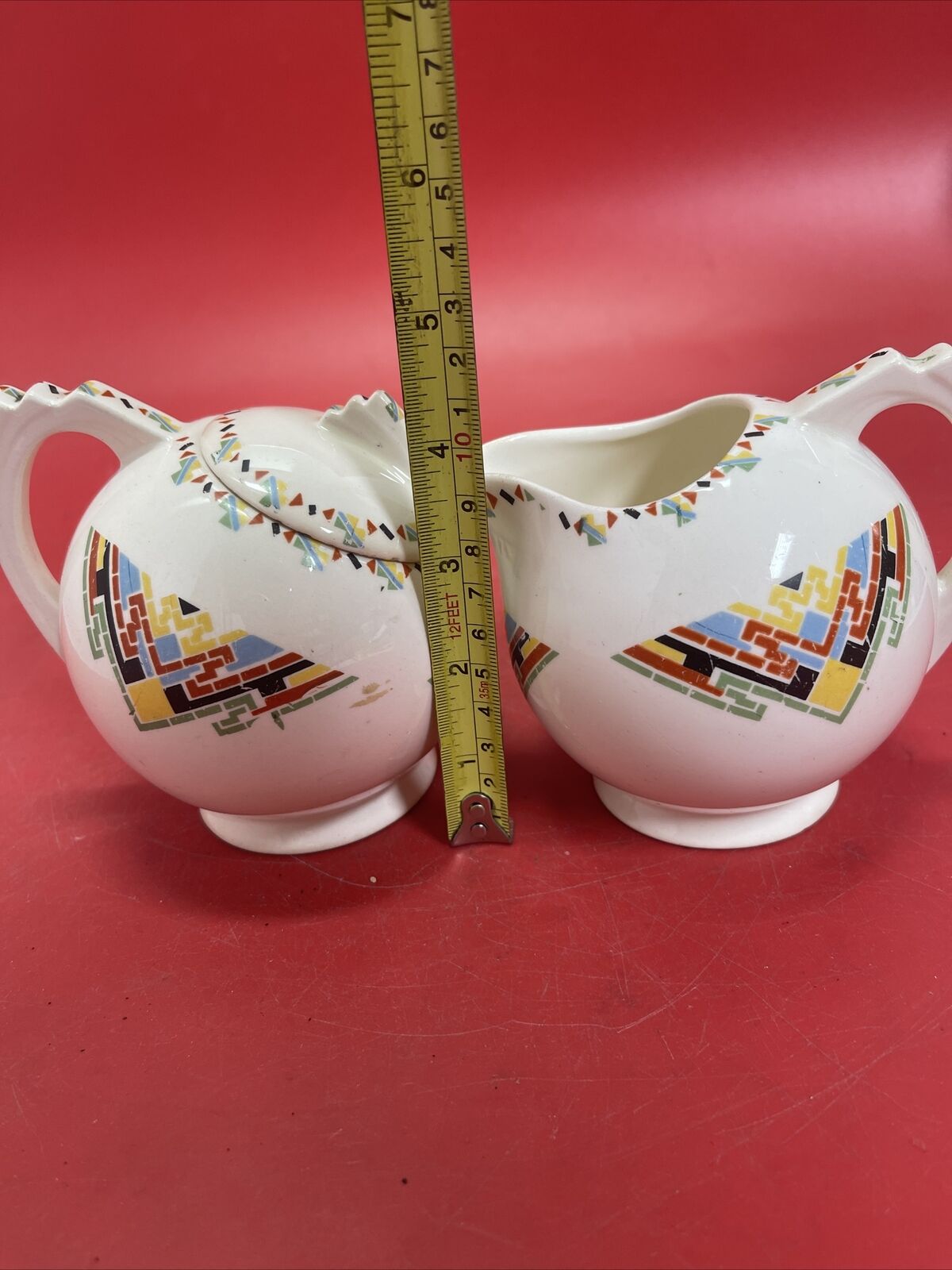 Vintage Set 2  Crooksville China Co. Petit Point Sugar Bowl & Creamer