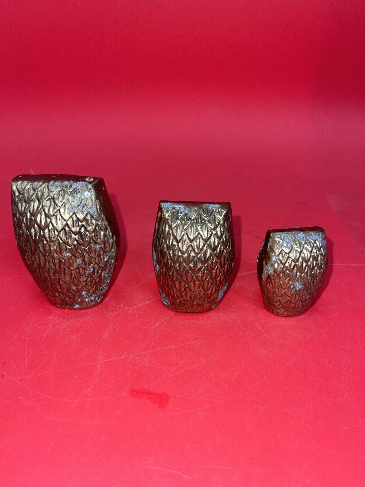 Vintage Solid Brass Owls Set Of 3