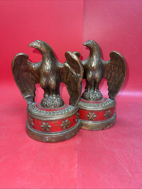 Pair of Patriotic JFK Reproduction Bronze Eagle Bookends (Damage)