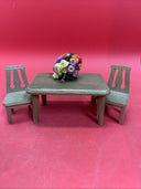 Vintage Dollhouse Miniature Mini Dining Table and Chairs  Furniture Set 3