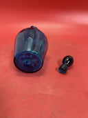 Victorian BOHEMIAN BLUE & Amber Handle Hand Blown & Hand Painted Art Glass Cruet