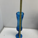 Vintage Royal Blue MCM Pedestal Vase, 11" tall, with ruffled edge