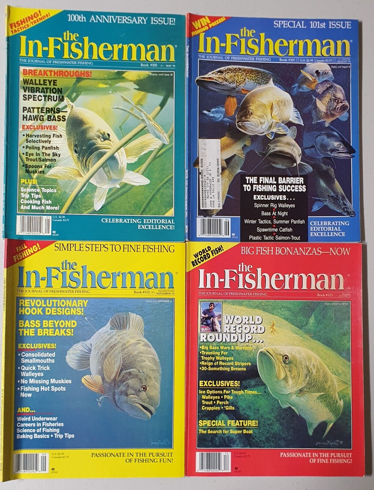 In-Fisherman Magazines Lot of 6 #97- #102 (Feb 1991 -  Jan 1992)